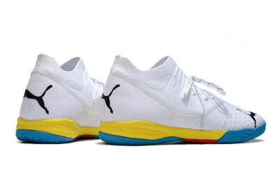 Men's Puma Future Z 1.3 Teazer IC Indoor & Futsal Low-Tops Football Shoes - White/Black/Blue/Yellow/Red