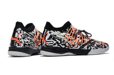 Men's Puma Future Z 1.3 Teazer IC Indoor & Futsal Low-Tops Football Shoes - White/Black/Orange