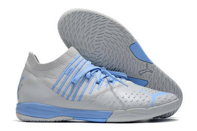 Men's Puma Future Z 1.3 Teazer IC Indoor & Futsal Low-Tops Football Shoes - Silver/Blue