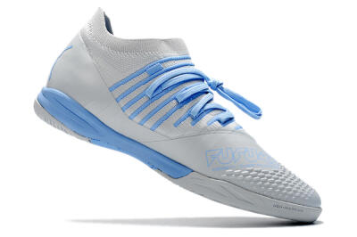 Men's Puma Future Z 1.3 Teazer IC Indoor & Futsal Low-Tops Football Shoes - Silver/Blue