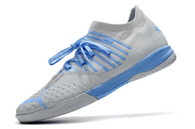 Men's Puma Future Z 1.3 Teazer IC Indoor & Futsal Low-Tops Football Shoes - Silver/Blue