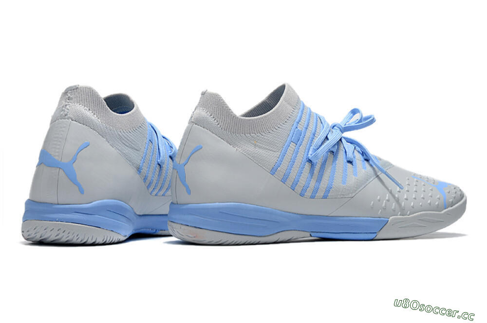Men's Puma Future Z 1.3 Teazer IC Indoor & Futsal Low-Tops Football Shoes - Silver/Blue 6