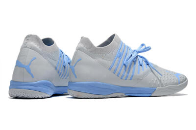 Men's Puma Future Z 1.3 Teazer IC Indoor & Futsal Low-Tops Football Shoes - Silver/Blue