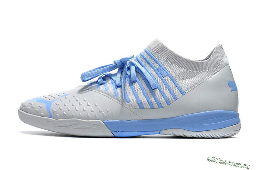 Men's Puma Future Z 1.3 Teazer IC Indoor & Futsal Low-Tops Football Shoes - Silver/Blue 0