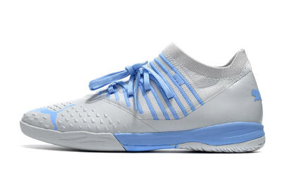 Men's Puma Future Z 1.3 Teazer IC Indoor & Futsal Low-Tops Football Shoes - Silver/Blue