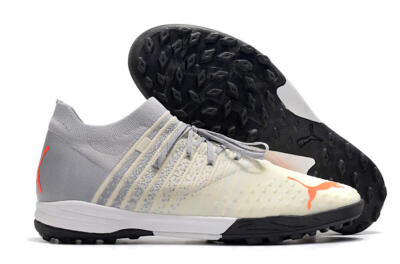 Men's Puma Future Z 1.3 Teazer TF Artificial Turf Low-Tops Football Shoes - Beige/Grey/Orange