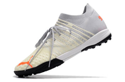 Men's Puma Future Z 1.3 Teazer TF Artificial Turf Low-Tops Football Shoes - Beige/Grey/Orange
