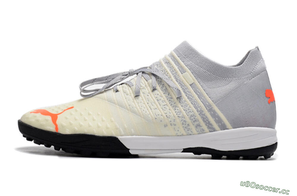 Men's Puma Future Z 1.3 Teazer TF Artificial Turf Low-Tops Football Shoes - Beige/Grey/Orange 0