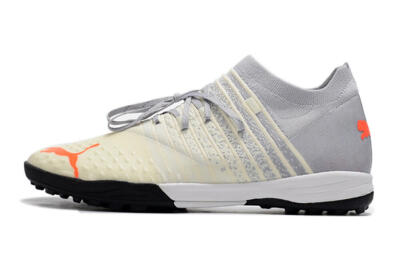 Men's Puma Future Z 1.3 Teazer TF Artificial Turf Low-Tops Football Shoes - Beige/Grey/Orange