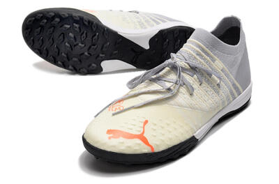 Men's Puma Future Z 1.3 Teazer TF Artificial Turf Low-Tops Football Shoes - Beige/Grey/Orange