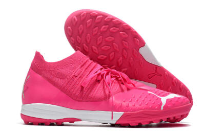 Men's Puma Future Z 1.3 Teazer TF Artificial Turf Low-Tops Football Shoes - Pink/White