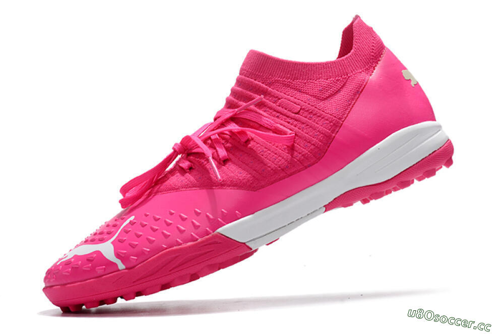 Men's Puma Future Z 1.3 Teazer TF Artificial Turf Low-Tops Football Shoes - Pink/White 5