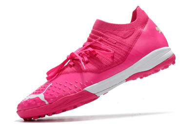 Men's Puma Future Z 1.3 Teazer TF Artificial Turf Low-Tops Football Shoes - Pink/White