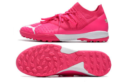 Men's Puma Future Z 1.3 Teazer TF Artificial Turf Low-Tops Football Shoes - Pink/White