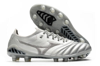 Men's Mizuno Morelia Neo 3 FG Firm Ground Low-Tops Football Boots - Silver/Black