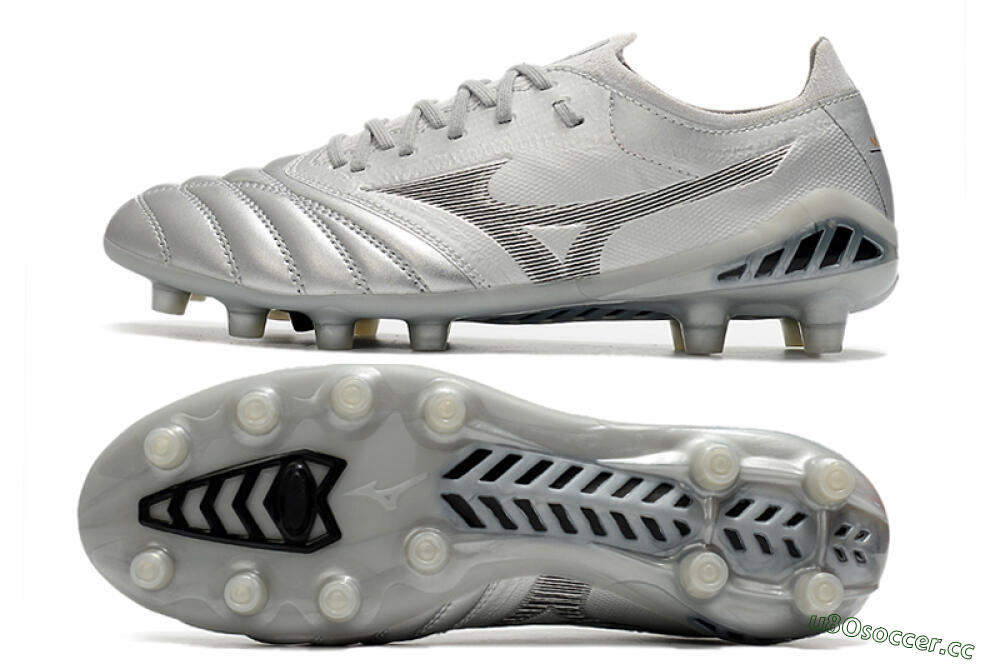 Men's Mizuno Morelia Neo 3 FG Firm Ground Low-Tops Football Boots - Silver/Black 1