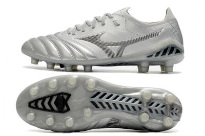 Men's Mizuno Morelia Neo 3 FG Firm Ground Low-Tops Football Boots - Silver/Black