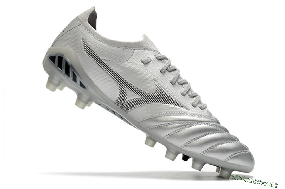 Men's Mizuno Morelia Neo 3 FG Firm Ground Low-Tops Football Boots - Silver/Black 4