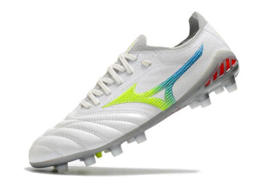 Men's Mizuno Morelia Neo 3 FG Firm Ground Low-Tops Football Boots - White/Rainbow/Silver