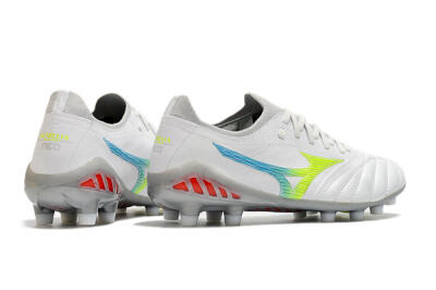 Men's Mizuno Morelia Neo 3 FG Firm Ground Low-Tops Football Boots - White/Rainbow/Silver