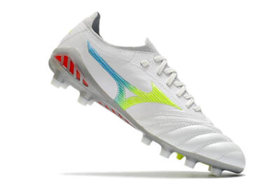 Men's Mizuno Morelia Neo 3 FG Firm Ground Low-Tops Football Boots - White/Rainbow/Silver