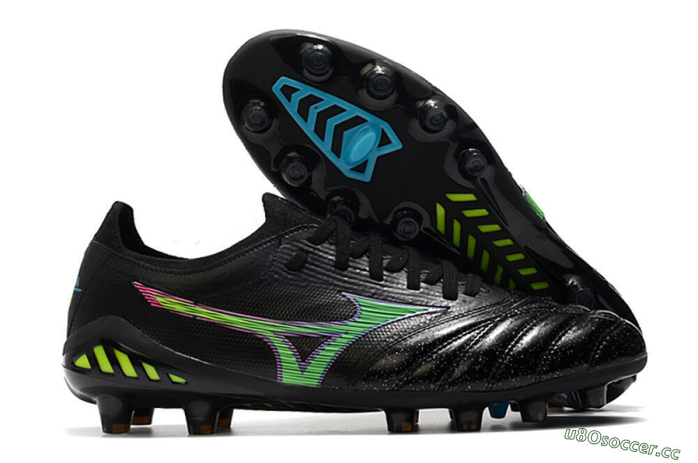 Men's Mizuno Morelia Neo 3 FG Firm Ground Low-Tops Football Boots - Black/Rainbow 2