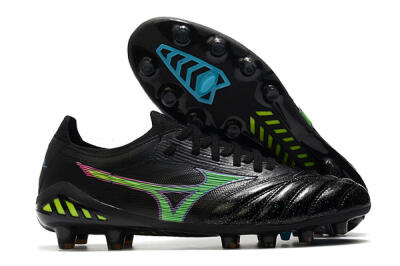 Men's Mizuno Morelia Neo 3 FG Firm Ground Low-Tops Football Boots - Black/Rainbow