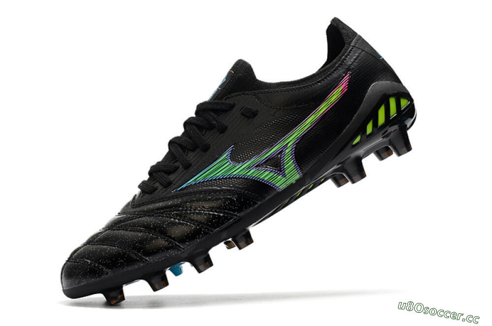 Men's Mizuno Morelia Neo 3 FG Firm Ground Low-Tops Football Boots - Black/Rainbow 5