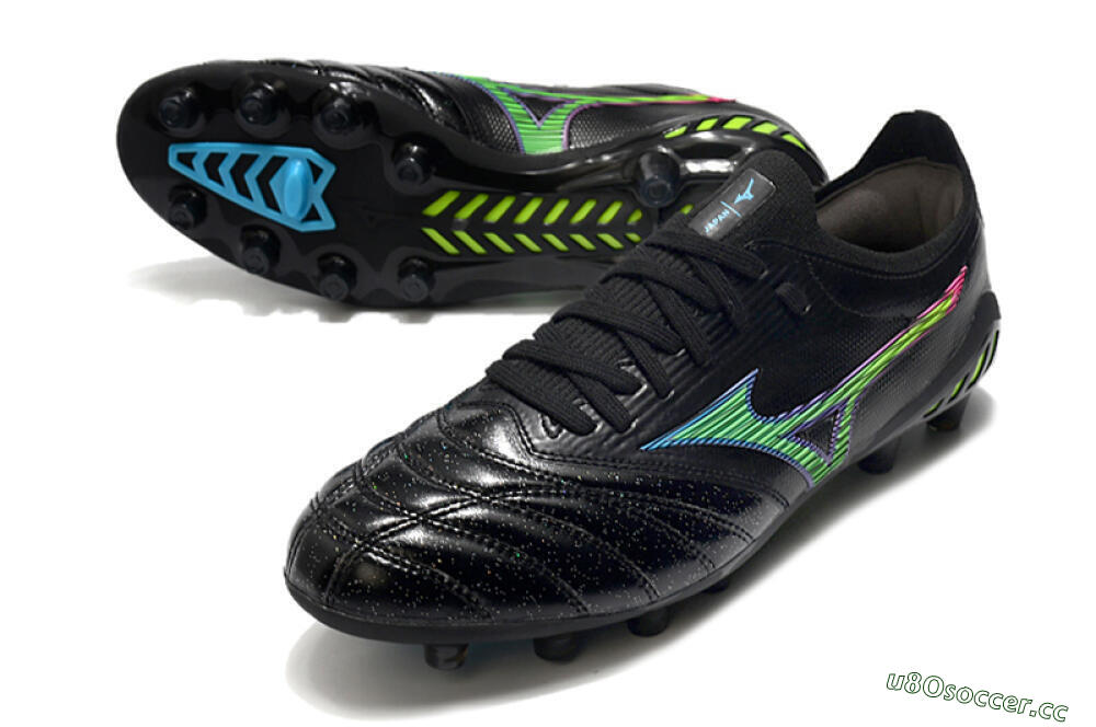 Men's Mizuno Morelia Neo 3 FG Firm Ground Low-Tops Football Boots - Black/Rainbow 3