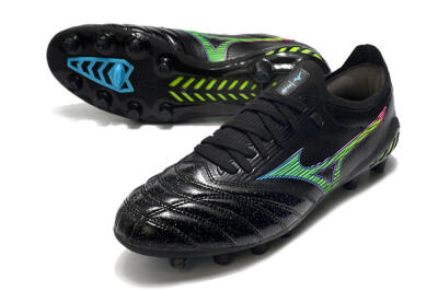 Men's Mizuno Morelia Neo 3 FG Firm Ground Low-Tops Football Boots - Black/Rainbow