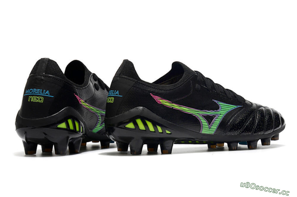 Men's Mizuno Morelia Neo 3 FG Firm Ground Low-Tops Football Boots - Black/Rainbow 6