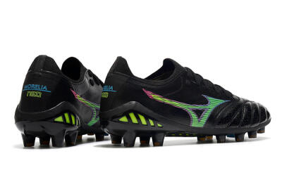 Men's Mizuno Morelia Neo 3 FG Firm Ground Low-Tops Football Boots - Black/Rainbow