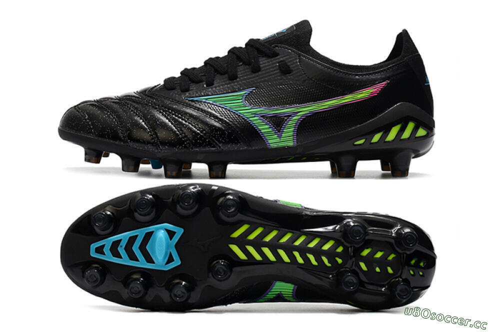 Men's Mizuno Morelia Neo 3 FG Firm Ground Low-Tops Football Boots - Black/Rainbow 1