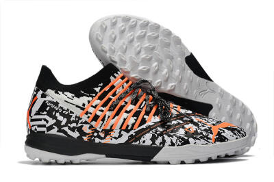 Men's Puma Future Z 1.3 Teazer TF Artificial Turf Low-Tops Football Shoes - White/Black/Orange