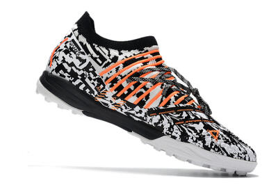 Men's Puma Future Z 1.3 Teazer TF Artificial Turf Low-Tops Football Shoes - White/Black/Orange