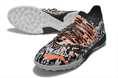 Men's Puma Future Z 1.3 Teazer TF Artificial Turf Low-Tops Football Shoes - White/Black/Orange