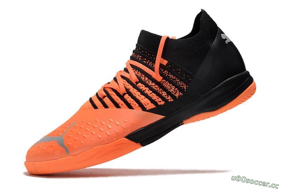 Men's Puma Future Z 1.3 Teazer IC Indoor & Futsal Low-Tops Football Shoes - Orange/Black/Silver 5