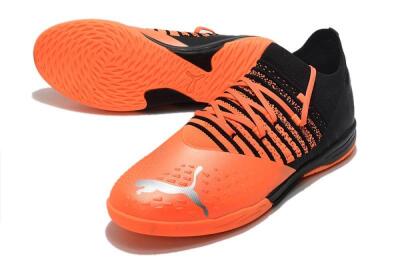 Men's Puma Future Z 1.3 Teazer IC Indoor & Futsal Low-Tops Football Shoes - Orange/Black/Silver