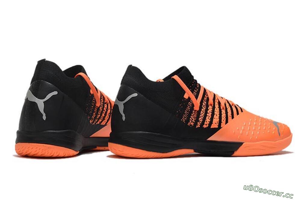 Men's Puma Future Z 1.3 Teazer IC Indoor & Futsal Low-Tops Football Shoes - Orange/Black/Silver 6