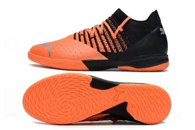 Men's Puma Future Z 1.3 Teazer IC Indoor & Futsal Low-Tops Football Shoes - Orange/Black/Silver