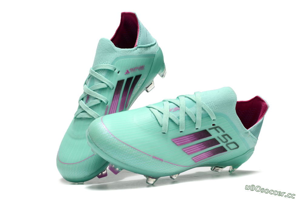 Kids Adidas F50 Elite FG Firm Ground Low-Tops Football Boots - Jade/Purple/Black 3