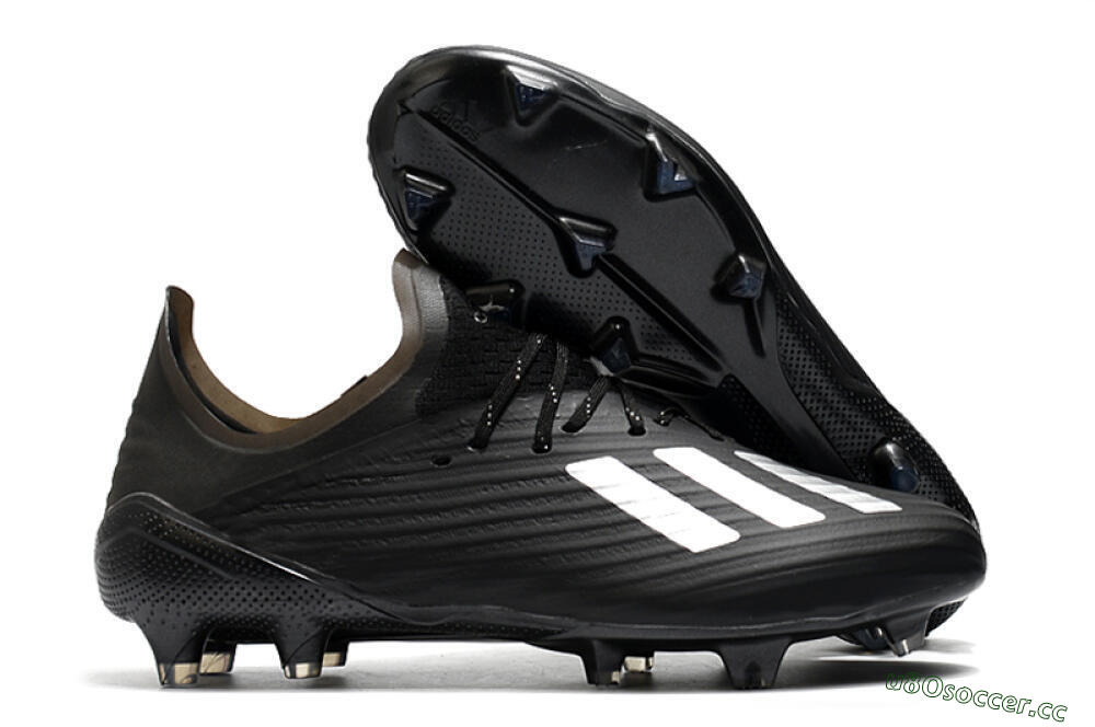 Unisex Adidas X 19.1 FG Firm Ground Low-Tops Football Boots - Black/White/Blue 2