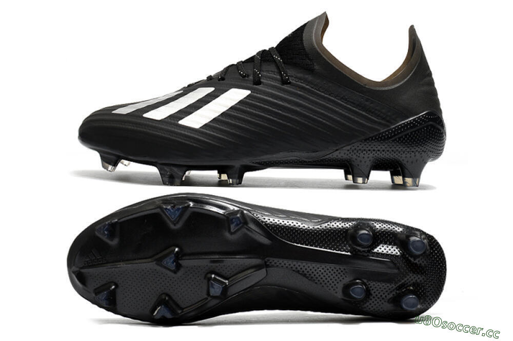 Unisex Adidas X 19.1 FG Firm Ground Low-Tops Football Boots - Black/White/Blue 1