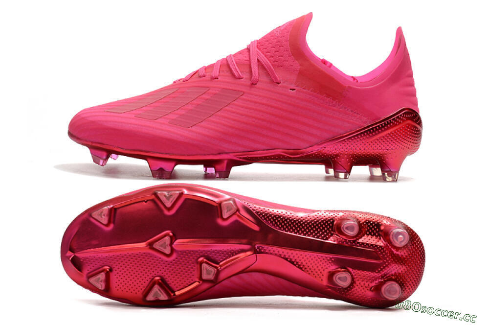 Unisex Adidas X 19.1 FG Firm Ground Low-Tops Football Boots - Pink/Red/Gold 1