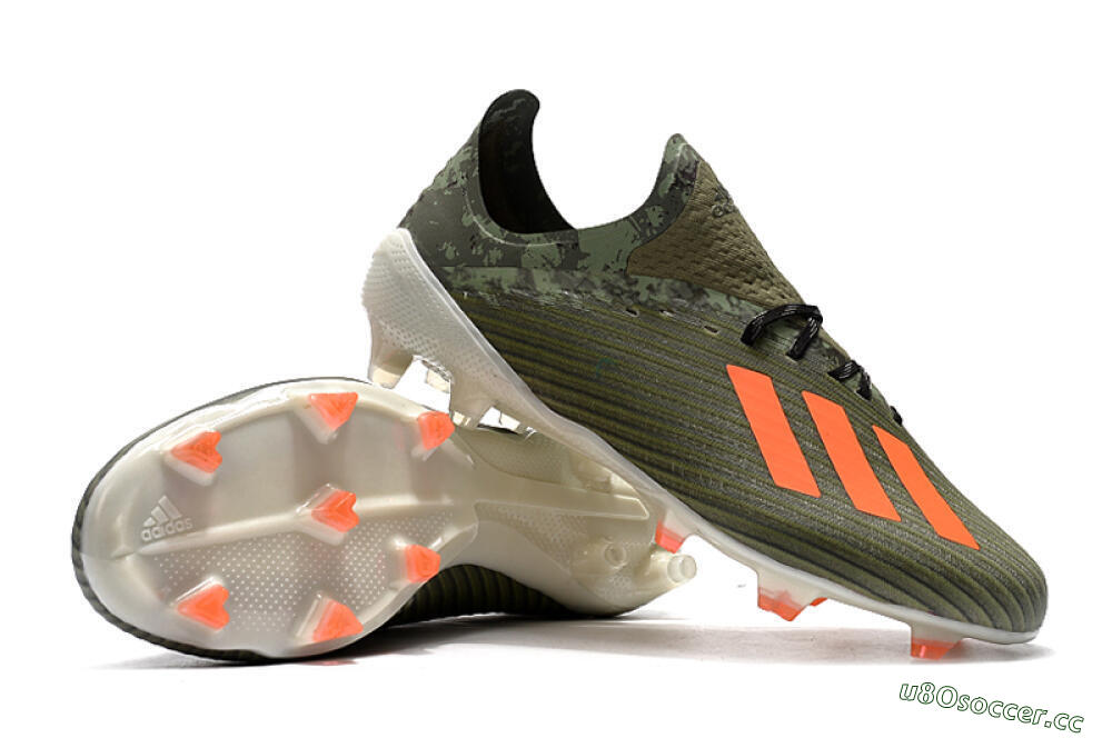 Unisex Adidas X 19.1 FG Firm Ground Low-Tops Football Boots - Green/Orange/White 4