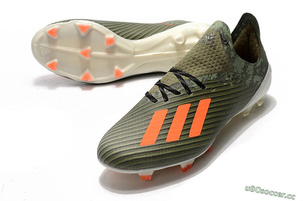 Unisex Adidas X 19.1 FG Firm Ground Low-Tops Football Boots - Green/Orange/White 3