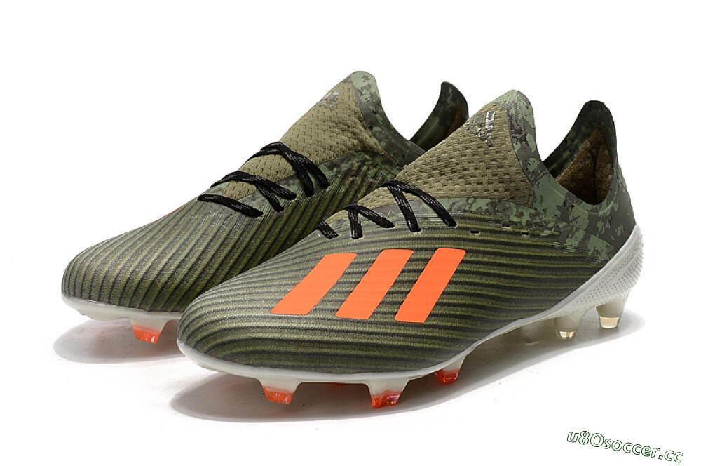 Unisex Adidas X 19.1 FG Firm Ground Low-Tops Football Boots - Green/Orange/White 5
