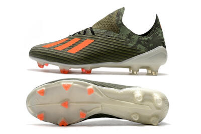 Unisex Adidas X 19.1 FG Firm Ground Low-Tops Football Boots - Green/Orange/White