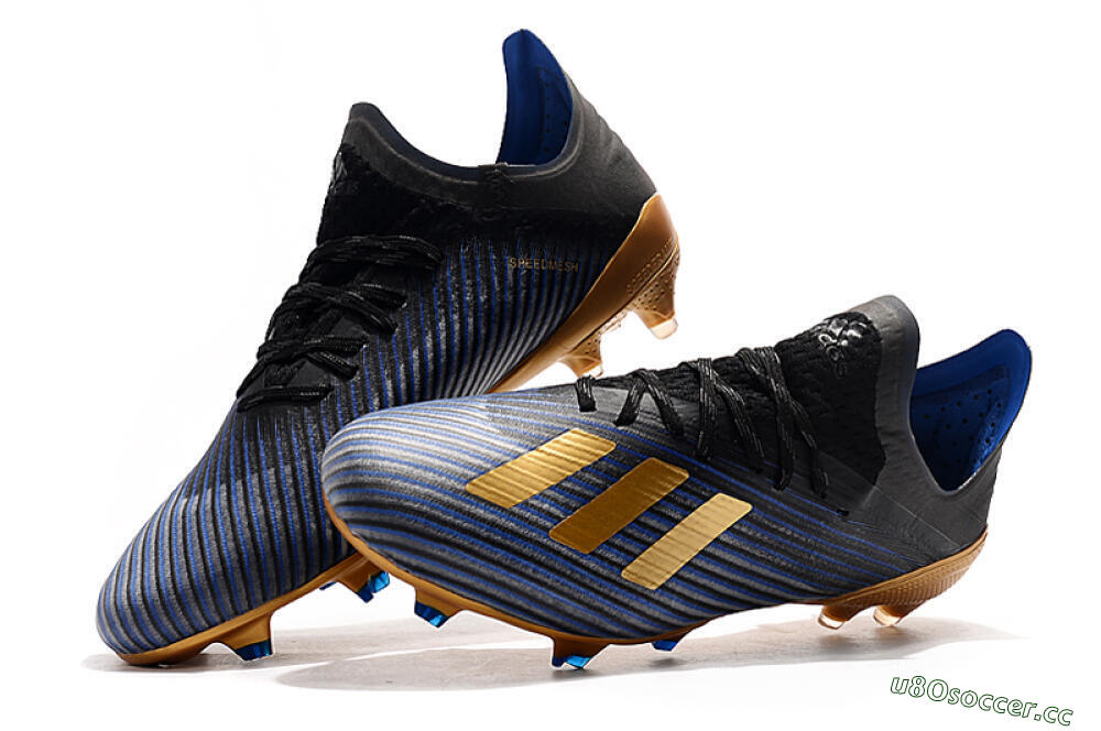Unisex Adidas X 19.1 FG Firm Ground Low-Tops Football Boots - Blue/Black/Gold 6