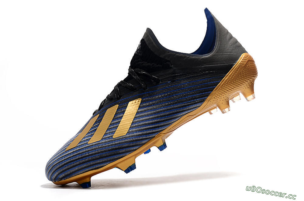Unisex Adidas X 19.1 FG Firm Ground Low-Tops Football Boots - Blue/Black/Gold 8